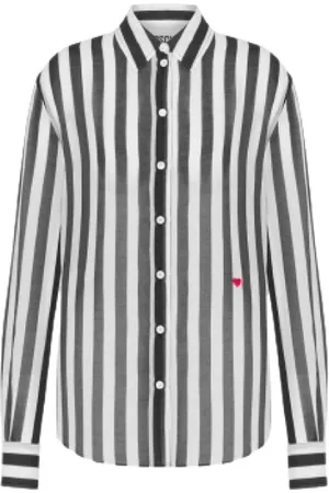 Moschino Bluzki, Kobieta, Wielobarwność, M, Elegancka Biała Koszula z Haftem Serca