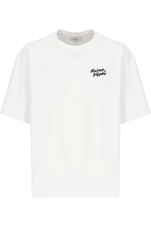 Maison Kitsuné Koszulki, Mężczyzna, Biały, S, Biała Bawełniana Koszulka z Logo