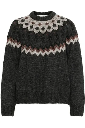 INWEAR Swetry, Kobieta, Szary, XL, Sweter Fair Isle Dark Grey