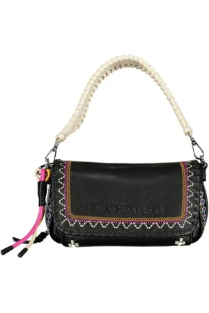 Desigual Torebki, Kobieta, Czarny, ONE SIZE, Len, Czarna Torba na Ramię z Polietylenu z Zdejmowanym Paskiem na Ramię