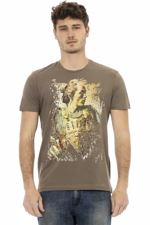 Trussardi Koszulki, Mężczyzna, brązowy, L, Casual T-shirt z okrągłym dekoltem