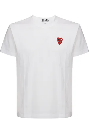Comme des Garçons Koszulki, Mężczyzna, Biały, M, Bawełna, Biała bawełniana koszulka z podwójnym sercem