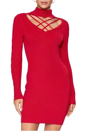 Guess Sukienki, Kobieta, Czerwony, L, Len, Elegancka Długa Sukienka