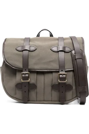 Filson Torebki, Mężczyzna, Zielony, ONE SIZE, Zielona Torba z Bawełny z Skórzanymi Elementami