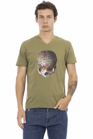 Trussardi Koszulki, Mężczyzna, Zielony, XL, T-shirt z krótkim rękawem i dekoltem w serek