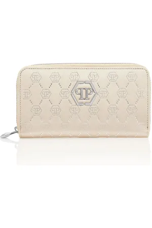 Philipp Plein Akcesoria, Kobieta, Beżowy, ONE SIZE, Elegancki Portfel z Unikalnym Designem