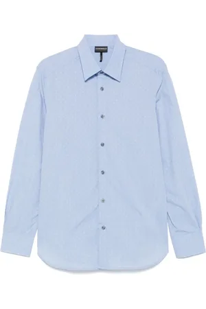 Emporio Armani Koszule, Mężczyzna, Niebieski, 3XL, Jasnoniebieska Koszula z Guzikami