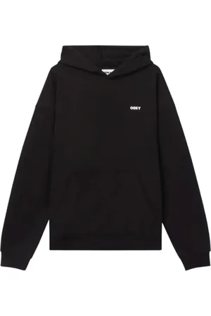 Obey Bluzy, Mężczyzna, Czarny, S, Bawełniany kaptur z haftowanym logo
