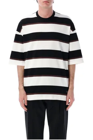 Comme des Garçons Koszulki, Mężczyzna, Czarny, L, T-shirt w paski z ściągaczem