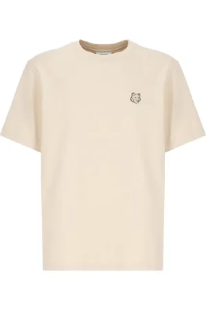 Maison Kitsuné Koszulki, Mężczyzna, Pomarańczowy, M, Pomarańczowy Haftowany T-shirt z lisem