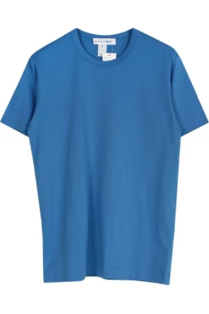Comme des Garçons Koszulki, Mężczyzna, Niebieski, L, Bawełna, Niebieski T-shirt z Logo z Krótkim Rękawem