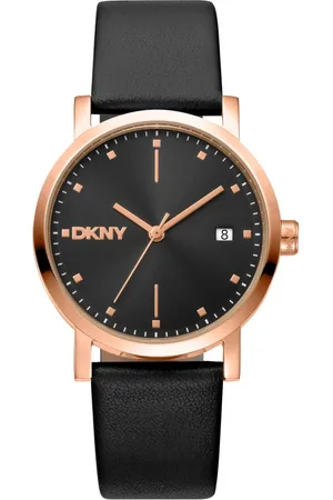 DKNY Akcesoria, Kobieta, Czarny, ONE SIZE, Elegancki zegarek kwarcowy z paskiem skórzanym