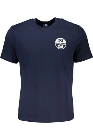 North Sails Koszulki, Mężczyzna, Niebieski, L, Niebieski Bawełniany T-shirt z nadrukiem logo