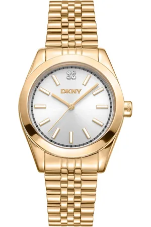 DKNY Akcesoria, Kobieta, Żółty, ONE SIZE, Elegancki Zegarek Kwarcowy z Paskiem Deployante