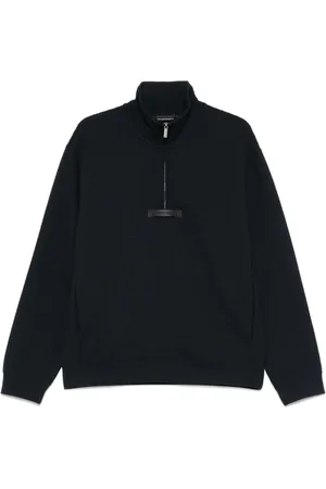 Emporio Armani Bluzy, Mężczyzna, Niebieski, M, Niebieski Sweter z Wysokim Kołnierzem