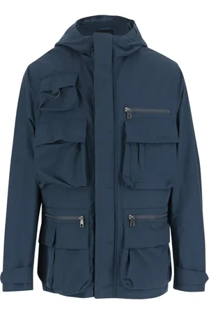Woolrich Kurtki, Mężczyzna, Niebieski, L, Nylon, Niebieska Kurtka z Kapturem z Bawełnianym Mieszanki