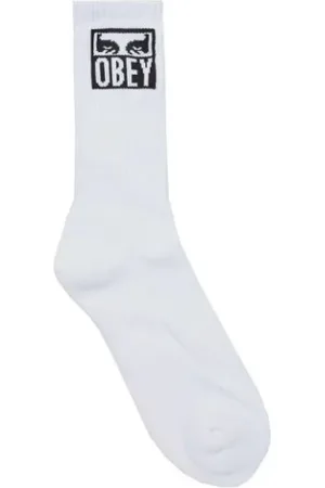 Obey Bielizna, Mężczyzna, Biały, ONE SIZE, Ikoniczne Eyes Logo Skarpetki w Białym