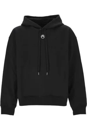 Marine Serre Bluzy, Kobieta, Czarny, S, Czarny Bluza z Kapturem z Logo Księżyca