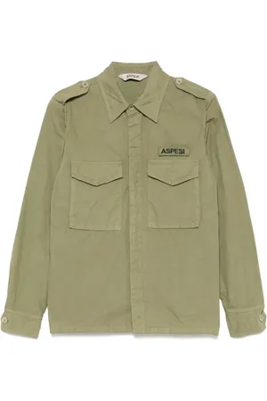 Aspesi Koszule, Mężczyzna, Zielony, 2XL, Zielona Koszula W Stylu Militarnym
