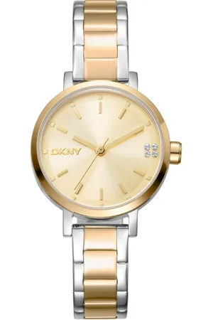 DKNY Akcesoria, Kobieta, Szary, ONE SIZE, Elegancki stalowy zegarek analogowy z zapięciem deployante