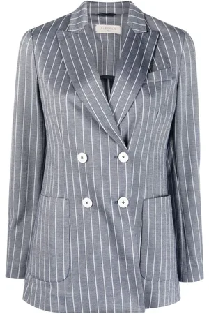Circolo Kurtki, Kobieta, Niebieski, L, Niebieski Pinstripe Dwurzędowy Blezer
