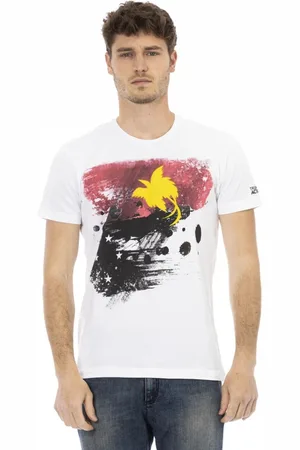 Trussardi Koszulki, Mężczyzna, Biały, M, Casual T-shirt z Okrągłym Dekoltem i Krótkim Rękawem
