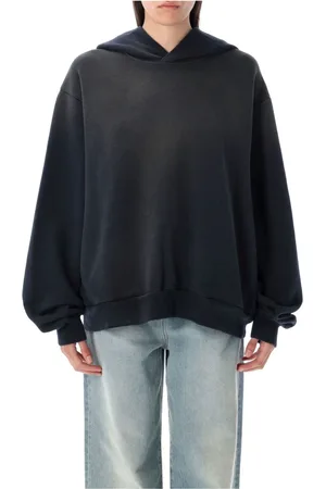 Acne Studios Bluzy, Kobieta, Czarny, L, Czarna Dzianinowa Bluza z Logo Ss 25