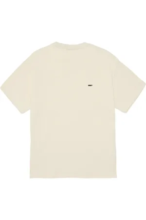 Obey Koszulki, Mężczyzna, Beżowy, XL, Ikoniczny Bawełniany T-shirt z Nadrukiem na Plecach