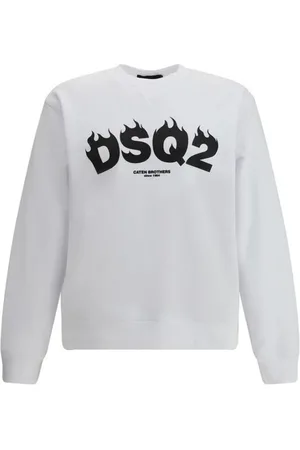 Dsquared2 Bluzy, Mężczyzna, Biały, S, Sportowy Bawełniany Sweter z Ikonicznym Monogramem
