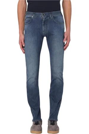 Emporio Armani Jeansy, Mężczyzna, Niebieski, W34, Denim, Stylowe Mid Wash Jeansy