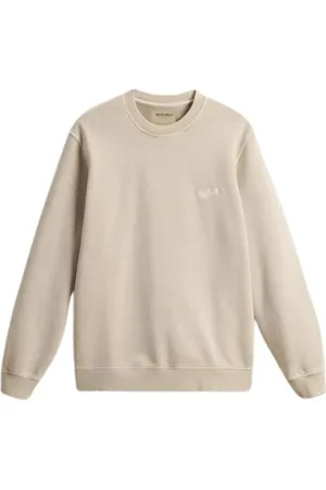 Woolrich Bluzy, Mężczyzna, Beżowy, S, Bawełna, Garment Dyed Crewneck Rope