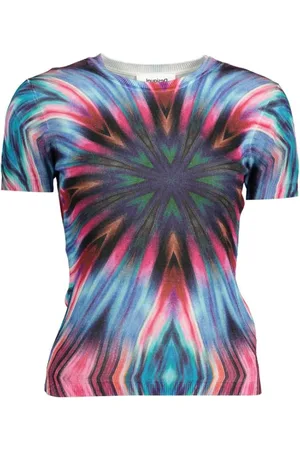 Desigual Koszulki, Kobieta, Wielobarwność, XL, Niebieski Sweter Damski z Wiskozy