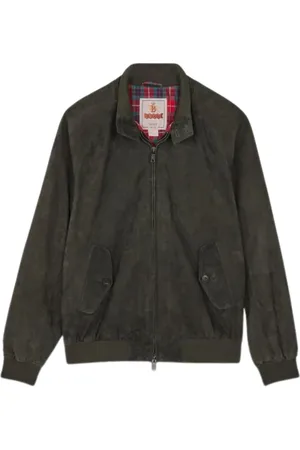Baracuta Kurtki, Mężczyzna, Czarny, M, Zielona Skórzana Kurtka Harrington Aw 23