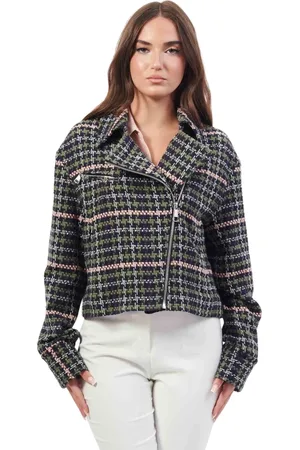 HUGO BOSS Kurtki, Kobieta, Wielobarwność, L, Bawełna, Krótka kurtka w kratę