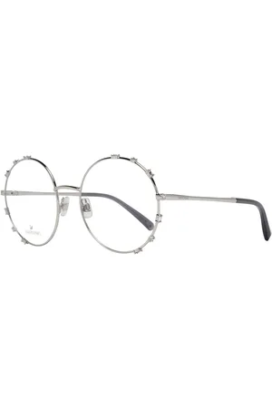 Swarovski Akcesoria, Kobieta, Szary, ONE SIZE, Srebrne Okulary Optyczne Dla Kobiet Styl Okrągły
