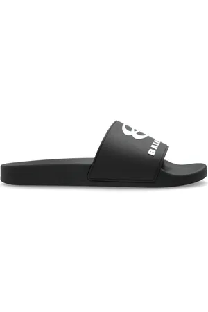 Balenciaga Buty, Mężczyzna, Czarny, 40 EU, Len, Gumowe klapki z logo