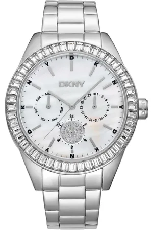 DKNY Akcesoria, Kobieta, Szary, ONE SIZE, Elegancki Zegarek Kwarcowy z Chronografem i Paskiem ze Stali