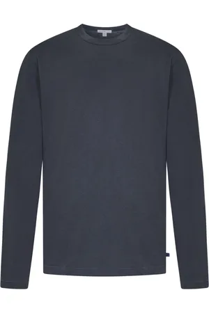 James Perse Koszulki, Mężczyzna, Niebieski, L, Bawełna, Niebieski Bawełniany T-shirt z Długim Rękawem