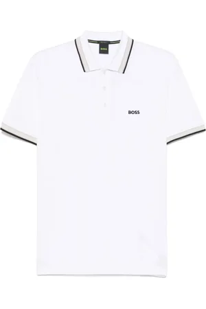 HUGO BOSS Koszulki, Mężczyzna, Biały, M, Biała Sweter z Krótkim Rękawem i Żebrowanym Wykończeniem