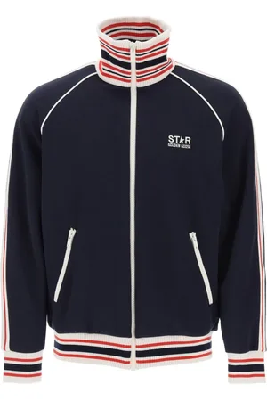Golden Goose Bluzy, Mężczyzna, Niebieski, L, Bluza Track z kontrastowymi brzegami u dołu