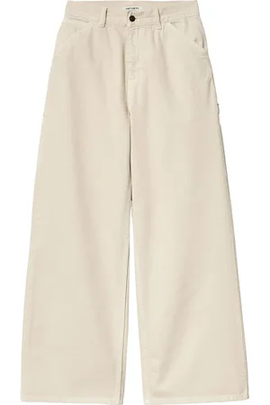 Carhartt Spodnie, Kobieta, Beżowy, W28, Beżowe Bawełniane Spodnie o Szerokich Nogawkach