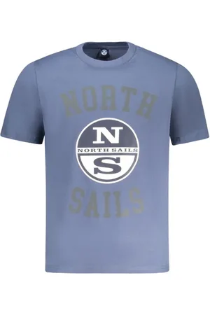 North Sails Koszulki, Mężczyzna, Niebieski, 2XL, Niebieski Bawełniany T-shirt Męski z Dynamicznym Nadrukiem