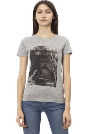 Trussardi Koszulki, Kobieta, Szary, M, Krótki Rękaw Okrągły Dekolt T-shirt