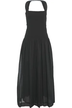 Jucca Sukienki, Kobieta, Czarny, S, Elegancka Czarna Sukienka Maxi z Bawełny