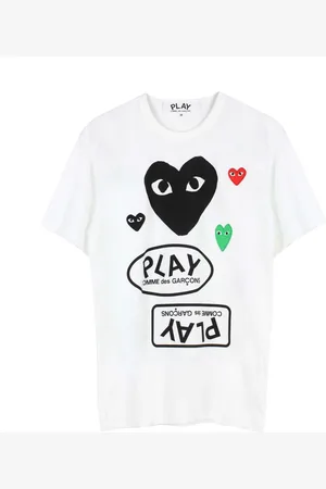 Comme des Garçons Koszulki, Mężczyzna, Biały, L, Bawełna, T-shirt z nadrukiem logo