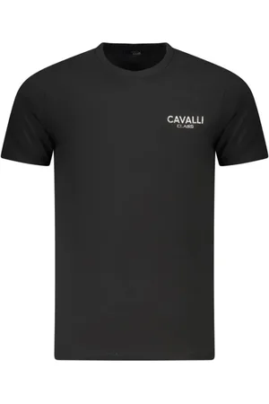 Roberto Cavalli Koszulki, Mężczyzna, Czarny, 2XL, Czarna Bawełniana Koszulka Męska