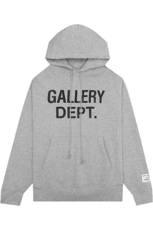 GALLERY DEPT. Bluzy, Mężczyzna, Szary, S, Bawełna, Bluza z kapturem Heather Grey z logo na środku