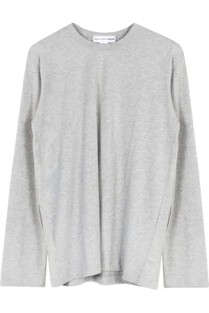 Comme des Garçons Koszulki, Mężczyzna, Szary, L, Szara Koszulka z Długim Rękawem z Logo z Bawełny