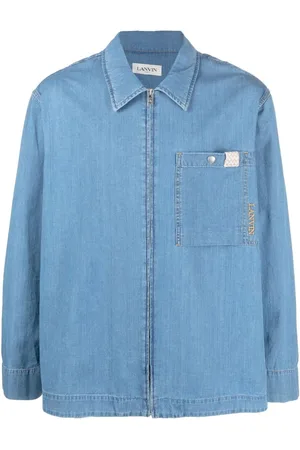 Lanvin Koszule, Mężczyzna, Niebieski, M, Denim, Jasnoniebieska Koszula z Zamkiem