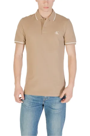 Calvin Klein Koszulki, Mężczyzna, Beżowy, XL, Slim Polo Krótki Rękaw Kolekcja Wiosna/Lato